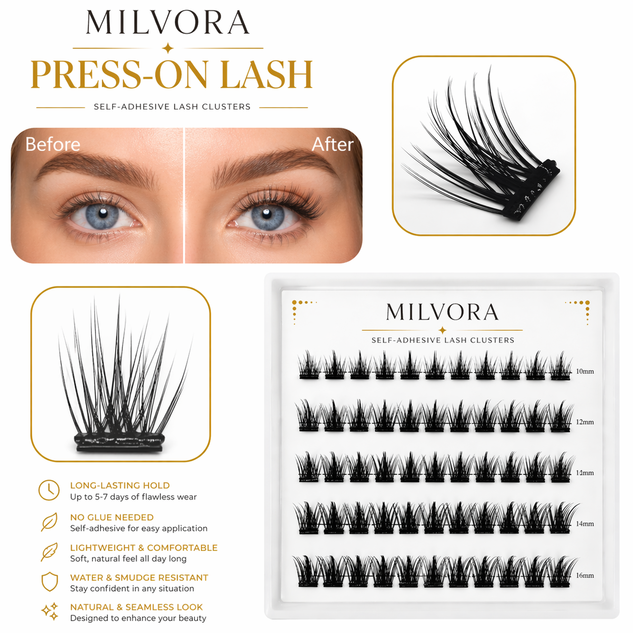 Milvora PressLash™ | Voorgelijmde Lashes